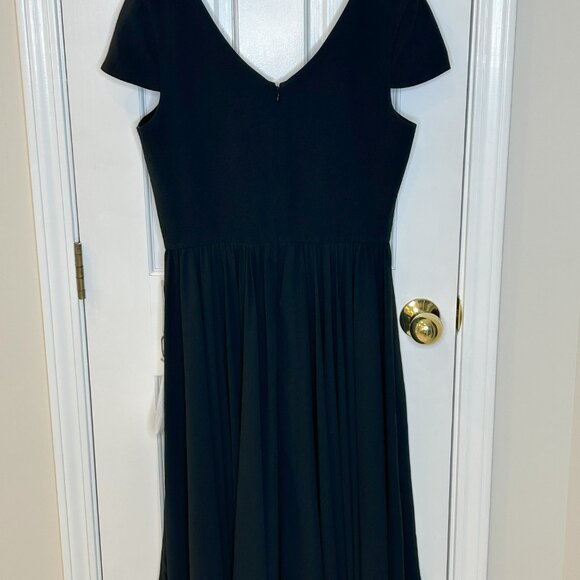 Dress the Population Black A-Line V-Neck Midi Dress - Picture 1 of 2